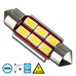 GloboStar® C5W 81313 Λάμπα Αυτοκίνητου 36mm FESTOON  2nd Generation Can-Bus Series LED 6 SMD 5630 4W 600lm 120° DC 12V IP20 Ψυχρό Λευκό 6000K