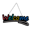 GloboStar® 85861 Φωτιστικό Ταμπέλα Φωτεινή Επιγραφή NEON LED Σήμανσης Animated WELCOME 30W AC 230V με Διακόπτη On/Off και Ασύρματο Χειριστήριο IR Κόκκινο - Πράσινο - Κίτρινο - Μπλε - Λευκό