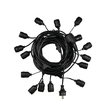 GLOBOSTAR® E27GARLAND 78985 Μοντέρνο Φωτιστικό Κήπου Γιρλάντα 20m με Ντουί 15 x E27 & Πρίζα Schuko Επεκτεινόμενη 90° AC 220-240V IP65 - Μαύρο - Μ1500 x Π127 x Υ16cm