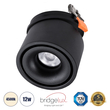 GLOBOSTAR® OMEGA-R 60296 Χωνευτό Κινούμενο Downlight Σποτ LED 12W 1560lm 36° AC 220-240V IP20 Φυσικό Λευκό 4500K - Bridgelux COB Chip & TÜV SÜD Driver - Μαύρο Ματ - Μ10 x Π10 x Υ8.2cm / Q9cm - 5 Χρόνια Εγγύηση