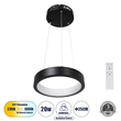 GLOBOSTAR® NEMESIS 61152 Μοντέρνο Κρεμαστό Φωτιστικό Οροφής LED 20W 2356lm 360° AC 220-240V IP20 Ρυθμιζόμενο Λευκό CCT με Χειριστήριο από 2700K έως 6000K Dimmable - Lumileds SMD Chip - Μαυρό Ματ - Μ25 x Π25 x Υ4cm - 3 Χρόνια Εγγύηση