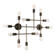 GLOBOSTAR® PIPING 00669-1 Vintage Φωτιστικό Οροφής με Ντουί 12 x E27 AC 220-240V IP20 - Μπρούτζινο - Μ78.5 x Π9.5 x Υ64cm
