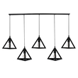 GLOBOSTAR® TRIANGLE 00608 Μοντέρνο Κρεμαστό Φωτιστικό Οροφής με Ντουί 5 x E27 AC 220-240V IP20 - Μαύρο - Μ170 x Π22 x Y130cm