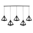 GLOBOSTAR® TRIANGLE 00608 Μοντέρνο Κρεμαστό Φωτιστικό Οροφής με Ντουί 5 x E27 AC 220-240V IP20 - Μαύρο - Μ170 x Π22 x Y130cm