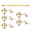 GLOBOSTAR® TRIANGLE 00610 Μοντέρνο Κρεμαστό Φωτιστικό Οροφής με Ντουί 5 x E27 AC 220-240V IP20 - Χρυσό - Μ170 x Π22 x Y130cm