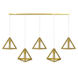 GLOBOSTAR® TRIANGLE 00610 Μοντέρνο Κρεμαστό Φωτιστικό Οροφής με Ντουί 5 x E27 AC 220-240V IP20 - Χρυσό - Μ170 x Π22 x Y130cm