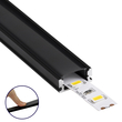 GLOBOSTAR® ALP-LINEAR SURFABO 70806-1M Επιφανειακό Προφίλ Αλουμινίου με Μαύρο Φιμέ Πατητό Κάλυμμα για Ταινίες LED IP20 - Μαύρο & Λευκό - Μ100 x Π1.6 x Υ0.7cm