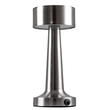 GloboStar® BELLA 76504 Επαναφορτιζόμενο Επιτραπέζιο Φωτιστικό Πορτατίφ LED 1.5W 105lm 120° DC 5V IP44 Θερμό Λευκό 2700K Dimmable Ασημί Αλουμίνιο - Μ9 x Π9 x Υ21cm - 2 Xρόνια Εγγύηση