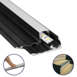 GLOBOSTAR® ALP-STEP-GRIP STAIR 70841-1M Επιφανειακό Προφίλ Αλουμινίου Ειδικό για Φωτισμό Σκαλοπατιού με Λευκό Γαλακτερό Πατητό Κάλυμμα για Ταινίες LED IP20 - Μαύρο & Λευκό - Μ100 x Π6 x Υ2.1cm