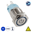 GLOBOSTAR® BUTTON 70783 Φωτιζόμενος Χωνευτός Διακόπτης On/Off LED DC 12V 1 x 3A 690W Max Αδιάβροχο IP65 Μπλε - Μ1.8 x Π1.8 x Υ2cm