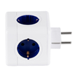 GLOBOSTAR® POWERCUBE 79629 Πολύπριζο 5 Θέσεων με 5 x EU Schuko Πρίζες Ασφαλείας Childproof AC 220-240V 3680W/16A Max Load IP20 - Λευκό & Μπλε - Μ7.5 x Π11.5 x Υ7.5cm