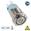 GloboStar® 70770 LED Φωτιζόμενος Διακόπτης Χωνευτός - Μπουτόν On/Off Ανοξείδωτος AC 220-240V Αδιάβροχο IP67 Φ18mm με Angel Eye Ψυχρό Λευκό 6000K