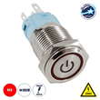 GloboStar® 70776 LED Φωτιζόμενος Διακόπτης Χωνευτός - Μπουτόν PUSH On Ανοξείδωτος AC 220-240V Αδιάβροχο IP67 Φ18mm με Angel Eye Κόκκινο