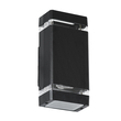 GLOBOSTAR® QUATRO 77893 Μοντέρνο Φωτιστικό Τοίχου - Απλίκα με Ντουί 2 x GU10 AC 220-240V Αδιάβροχο IP65 - Μαύρο Ματ - Μ11 x Π10 x Υ25.5cm