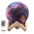 GloboStar® MOON 79616 Επιτραπέζιο Φωτιστικό Πορτατίφ LED 4W 200lm 360° DC 5V IP20 RGBW Dimmable Πολύχρωμο Πλαστικό με Μπεζ Ξύλο - Μ15 x Π15 x Υ19cm - 2 Xρόνια Εγγύηση