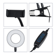 GloboStar® 75809 Professional Digital Ring Light Φ9cm LED SMD 10W 1000lm 180° DC 5V με Καλώδιο Τροφοδοσίας USB - Ενσωματωμένο Χειριστήριο Εναλλαγής Χρωμάτων & 1 Βάση Τηλεφώνου - CCT Θερμό Λευκό 3000K - Φυσικό Λευκό 4500K - Ψυχρό Λευκό 6000K Dimmable Μαύρο