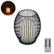 GloboStar® CANDLE 76495 Διακοσμητικό Realistic Κερί με LED Εφέ Κινούμενης Φλόγας - Μπαταρίας 2 x AA (Δεν Συμπεριλαμβάνονται) & Ασύρματο Χειριστήριο IR Θερμό Λευκό 2700K Dimmable Μαύρο Φ14 x Υ16cm
