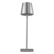 GloboStar® NEGA 60476 Μοντέρνο Επιτραπέζιο Φωτιστικό Πορτατίφ LED 2.2W 154lm 360° DC 5V Επαναφορτιζόμενο με Μπαταρία Li-ion 4000mAh - Διακόπτη Αφής - Θερμό Λευκό 2700K - Dimmable - D10 x H39cm - Ασημί - 2 Years Warranty