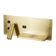 GLOBOSTAR® PALADIN 61358 Μοντέρνο Φωτιστικό Τοίχου - Απλίκα Ξενοδοχείου Reading Light με Φορτιστή USB 3A & Wireless 20W LED 6W 720lm 36° & 360° AC 220-240V IP20 Φυσικό Λευκό 4500K - Bridgelux COB Chip & TÜV SÜD Driver - Χρυσό Βούρτσας - Μ30 x Π11 x Υ12cm - 3 Χρόνια Εγγύηση