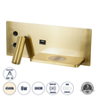 GLOBOSTAR® PALADIN 61358 Μοντέρνο Φωτιστικό Τοίχου - Απλίκα Ξενοδοχείου Reading Light με Φορτιστή USB 3A & Wireless 20W LED 6W 720lm 36° & 360° AC 220-240V IP20 Φυσικό Λευκό 4500K - Bridgelux COB Chip & TÜV SÜD Driver - Χρυσό Βούρτσας - Μ30 x Π11 x Υ12cm - 3 Χρόνια Εγγύηση