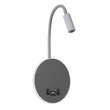 GLOBOSTAR® GOOSE 60882 Μοντέρνο Φωτιστικό Τοίχου - Απλίκα Ξενοδοχείου Reading Light με Φορτιστή USB 3A LED 6W 600lm 36° & 360° AC 220-240V IP20 Φυσικό Λευκό 4500K - CREE XPE & Lumileds SMD Chip & TÜV SÜD Driver - Γκρι Ανθρακί Ματ - Μ15.5 x Π15 x Υ30.5cm - 3 Χρόνια Εγγύηση