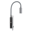GLOBOSTAR® GOOSE 60882 Μοντέρνο Φωτιστικό Τοίχου - Απλίκα Ξενοδοχείου Reading Light με Φορτιστή USB 3A LED 6W 600lm 36° & 360° AC 220-240V IP20 Φυσικό Λευκό 4500K - CREE XPE & Lumileds SMD Chip & TÜV SÜD Driver - Γκρι Ανθρακί Ματ - Μ15.5 x Π15 x Υ30.5cm - 3 Χρόνια Εγγύηση