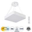 GLOBOSTAR® KAMALA 61207 Μοντέρνο Κρεμαστό Φωτιστικό Οροφής LED 67W 7370lm 120° AC 220-240V IP20 Ρυθμιζόμενο Λευκό CCT με Χειριστήριο από 2700K έως 6000K Dimmable - Lumileds SMD Chip - Λευκό Ματ - Μ40 x Π40 x Υ8cm - 3 Χρόνια Εγγύηση