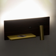 GLOBOSTAR® PALADIN 61361 Μοντέρνο Φωτιστικό Τοίχου - Απλίκα Ξενοδοχείου Reading Light με Φορτιστή USB 3A & Wireless 20W LED 6W 720lm 36° & 360° AC 220-240V IP20 Φυσικό Λευκό 4500K - Bridgelux COB Chip & TÜV SÜD Driver - Καφέ & Χρυσό Βούρτσας - Μ30 x Π11 x Υ12cm - 3 Χρόνια Εγγύηση