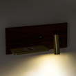 GLOBOSTAR® PALADIN 61361 Μοντέρνο Φωτιστικό Τοίχου - Απλίκα Ξενοδοχείου Reading Light με Φορτιστή USB 3A & Wireless 20W LED 6W 720lm 36° & 360° AC 220-240V IP20 Φυσικό Λευκό 4500K - Bridgelux COB Chip & TÜV SÜD Driver - Καφέ & Χρυσό Βούρτσας - Μ30 x Π11 x Υ12cm - 3 Χρόνια Εγγύηση