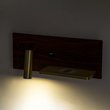 GLOBOSTAR® PALADIN 61362 Μοντέρνο Φωτιστικό Τοίχου - Απλίκα Ξενοδοχείου Reading Light με Φορτιστή USB 3A & Wireless 20W LED 6W 720lm 36° & 360° AC 220-240V IP20 Φυσικό Λευκό 4500K - Bridgelux COB Chip & TÜV SÜD Driver - Καφέ & Χρυσό Βούρτσας - Μ30 x Π11 x Υ12cm - 3 Χρόνια Εγγύηση