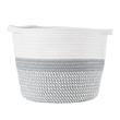 GloboStar® Artificial Garden POSITANO 20319 Διακοσμητικό Πλεκτό Καλάθι - Κασπώ Γλάστρα - Flower Pot Γκρι με Λευκό Φ25cm x Υ25cm