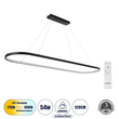GLOBOSTAR® BOLIVAR 61271 Μοντέρνο Κρεμαστό Φωτιστικό Οροφής LED 54W 6210lm 360° AC 220-240V IP20 Ρυθμιζόμενο Λευκό CCT με Χειριστήριο από 2700K έως 6000K Dimmable - Lumileds SMD Chip - Μαύρο Ματ - Μ120 x Π30 x Υ2cm - 3 Χρόνια Εγγύηση