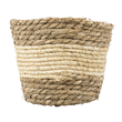 GloboStar® Artificial Garden KYTHIRA 20272 Διακοσμητικό Πλεκτό Καλάθι - Κασπώ Γλάστρα - Flower Pot Μπεζ με Λευκό Φ18cm x Υ15cm