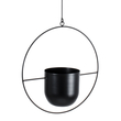 GloboStar® Artificial Garden TILOS 20485 Κρεμαστό Μεταλλικό Κασπώ Γλάστρα - Flower Pot Μαύρο Φ35cm x Υ15cm