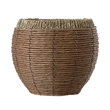 GloboStar® Artificial Garden AMORGOS 20337 Διακοσμητικό Πλεκτό Καλάθι - Κασπώ Γλάστρα - Flower Pot Μπεζ με Καφέ Φ25cm x Υ21cm