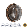 GLOBOSTAR® BOATLIGHT 61590 Vintage Φωτιστικό Καραβοχελώνα Τοίχου & Οροφής με Ντουί 2 x E27 AC 220-240V Αδιάβροχο IP65 - Χάλκινο Παλαιωμένο Εφέ Σκουριάς Ματ - Μ24 x Π24 x Υ11cm