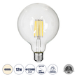 GLOBOSTAR® BUBBLE 99055 Λάμπα E27 G125 LED 12W 1320lm 360° AC 220-240V IP20 Φυσικό Λευκό 4500K Dimmable - Long Filament Chip - Διάφανο - Μ12.5 x Π12.5 x Υ18cm - 3 Χρόνια Εγγύηση