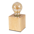 GloboStar® WOODBOX 99405 Μοντέρνο Επιτραπέζιο Φωτιστικό Πορτατίφ Μονόφωτο 1 x E27 IP20 Μπεζ Ξύλο - Μ7.6 x Π7.6 x Υ8.2cm