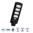 GloboStar® STREETA 85344 Professional LED Solar Street Light Αυτόνομο Ηλιακό Φωτιστικό Δρόμου 120W 1200lm 192 x LED SMD 5730 με Ενσωματωμένο Φωτοβολταϊκό Panel 6V 15W & Επαναφορτιζόμενη Μπαταρία Li-ion 3.2V 15000mAh με Αισθητήρα Ημέρας-Νύχτας & PIR Αισθητήρα Κίνησης - Αδιάβροχο IP65 - Ψυχρό Λευκό 6000K - Μ24 x Π6 x Υ73cm - 2 Years Warranty