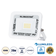 GLOBOSTAR® ATLAS 61408 Προβολέας LED 20W 2400lm 120° AC 220-240V Αδιάβροχο IP67 Φυσικό Λευκό 4500K - Lumileds SMD Chip - TÜV Rheinland Certified - Λευκό Ματ - Μ12 x Π2.5 x Υ9.5cm - 5 Χρόνια Εγγύηση