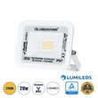 GLOBOSTAR® ATLAS 61409 Προβολέας LED 20W 2300lm 120° AC 220-240V Αδιάβροχο IP67 Θερμό Λευκό 2700K - Lumileds SMD Chip - TÜV Rheinland Certified - Λευκό Ματ - Μ12 x Π2.5 x Υ9.5cm - 5 Χρόνια Εγγύηση
