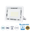GLOBOSTAR® ATLAS 61419 Προβολέας LED 50W 6250lm 120° AC 220-240V Αδιάβροχο IP67 Ψυχρό Λευκό 6000K - Lumileds SMD Chip - TÜV Rheinland Certified - Λευκό Ματ - Μ21 x Π3.5 x Υ16cm - 5 Χρόνια Εγγύηση