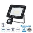 GLOBOSTAR® AURORA 64139 Προβολέας με Ανιχνευτή PIR / Αισθητήρα Κίνησης LED 30W 3750lm 120° AC 220-240V Αδιάβροχο IP67 Ψυχρό Λευκό 6000K - Lumileds SMD Chip - TÜV Rheinland Certified - Μαύρο Ματ - Μ16 x Π5 x Υ17.5cm - 3 Χρόνια Εγγύηση