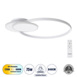 GLOBOSTAR® CIRCUO 61230 Μοντέρνο Φωτιστικό Οροφής LED 75W 8400lm 360° AC 220-240V IP20 Ρυθμιζόμενο Λευκό CCT με Χειριστήριο από 2700K έως 6000K Dimmable - Lumileds SMD Chip - Λευκό Ματ - Μ53 x Π42.5 x Υ9cm - 3 Χρόνια Εγγύηση