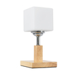 GloboStar® COVE 02037 Μοντέρνο Επιτραπέζιο Φωτιστικό Πορτατίφ Μονόφωτο 1 x E27 IP20 Μπεζ Ξύλο, Ασημί Μέταλλο με Λευκό Γυαλί - Μ12 x Π12 x Υ25cm
