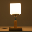 GloboStar® COVE 02037 Μοντέρνο Επιτραπέζιο Φωτιστικό Πορτατίφ Μονόφωτο 1 x E27 IP20 Μπεζ Ξύλο, Ασημί Μέταλλο με Λευκό Γυαλί - Μ12 x Π12 x Υ25cm