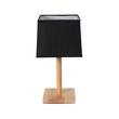 GloboStar® KOLIPE 02039 Μοντέρνο Επιτραπέζιο Φωτιστικό Πορτατίφ Μονόφωτο 1 x E27 IP20 Μπεζ Ξύλο με Μαύρο Ύφασμα - Μ20 x Π20 x Υ38cm