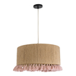 GLOBOSTAR® PUERTORICO 02096 Boho Κρεμαστό Φωτιστικό Οροφής με Ντουί 1 x E27 AC 220-240V IP20 - Μπεζ & Ροζ - Μ50 x Π50 x Υ27cm