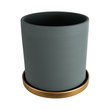 GloboStar® Artificial Garden NAPOLI 20495 Διακοσμητικό Κεραμικό Κασπώ Γλάστρα - Flower Pot Γκρι Πράσινο με Χρυσό Φ20 x Υ20cm