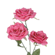 GloboStar® Artificial Garden  HOT PINK ROSE BRANCH 21135 Τεχνητό Διακοσμητικό Κλαδί Τριαντάφυλλο Έντονο Ροζ Y66cm